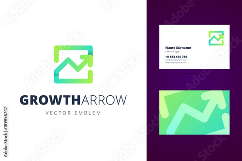 Growing chart logo and business card template.