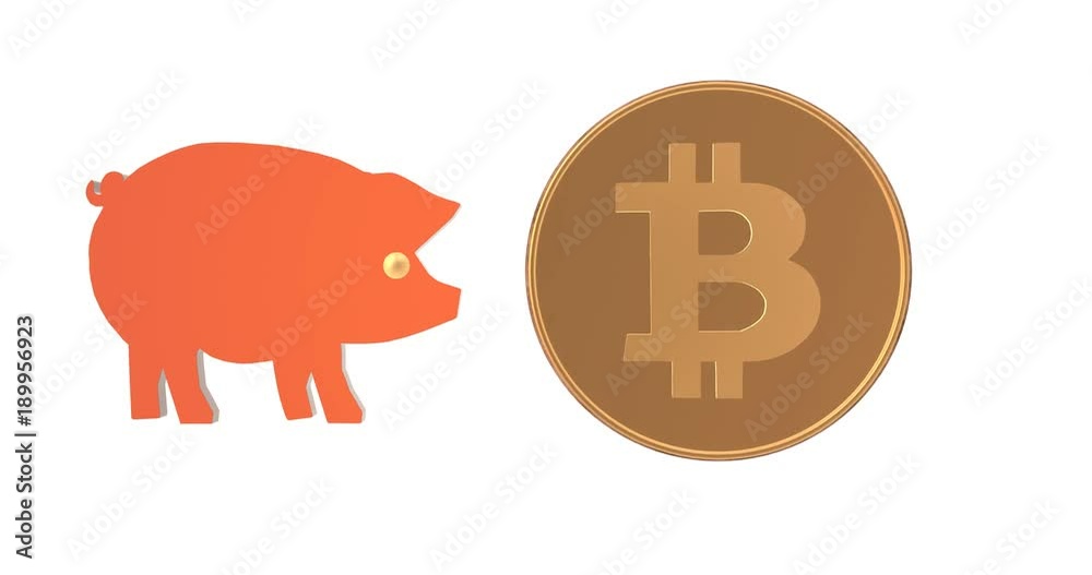 Crypto currency is flying into the piggy bank. Crypto currency is flying into the piggy bank.