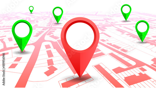 GPS navigator pointer on city map – vector for stock