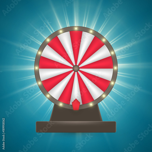 Wheel of luck vector, gambling symbol, realistic roulette illustration. Casino fortune concept, bright icon of playing opportunity.