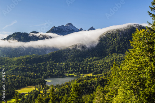 mountain wood lake