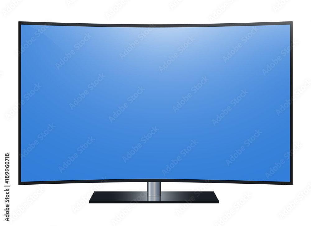 Curved tv. 4k Ultra HD screen, led tv isolated white background Curved tv. 4k Ultra HD screen, led tv isolated white background