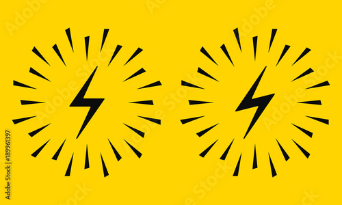 Electrical Sign with Sparks. Vector Icon
