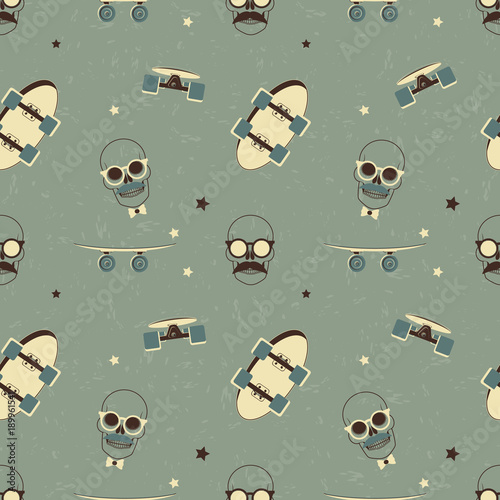 Vector pattern with a skateboard image.