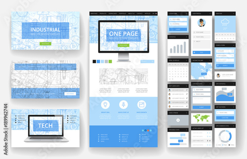 Website design template and interface elements