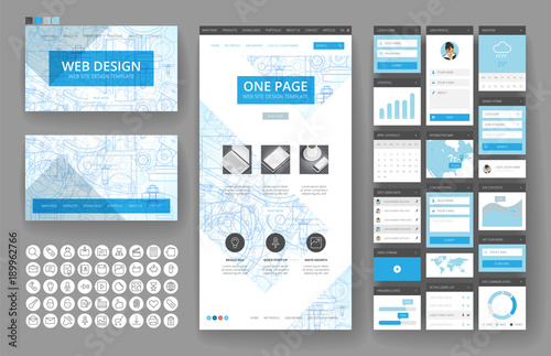 Website design template and interface elements