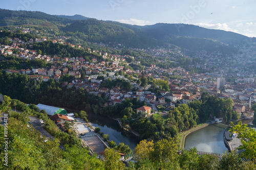 Panoramic Shot of Sarajevo Cityscape from Lookout Point Yellow Bastion, Bosnia and Herzegovina