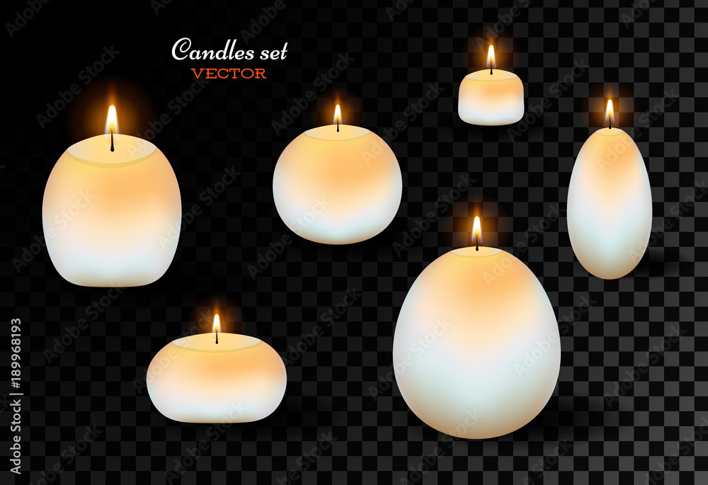 Vector realistic wax candles set Vector realistic wax candles set