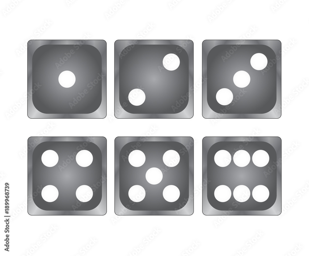 black dice on white top vie, stock vector illustration black dice on white top vie, stock vector illustration
