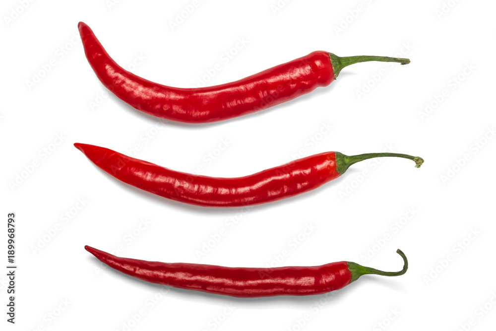 Red hot chili pepper isolated on white background.