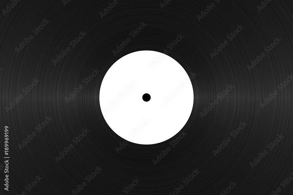 Vinyl record with blank white label close up. Black vinyl texture. Vintage  template Stock Illustration | Adobe Stock