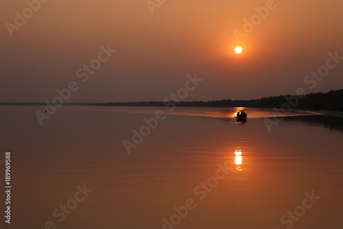 Beautiful sunset over the river Bidyadhari in Sundarban