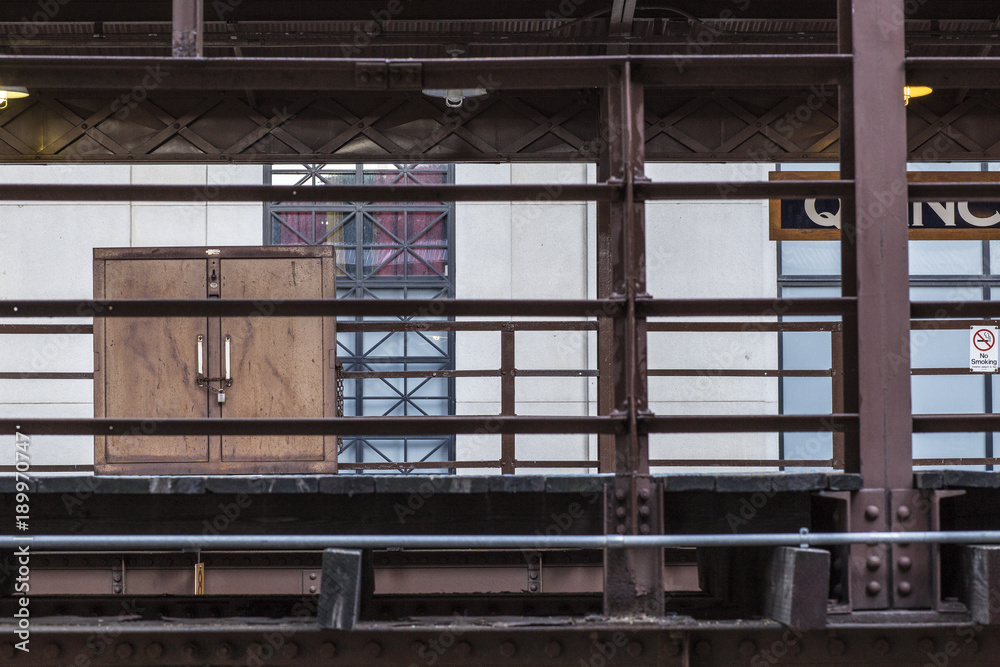Fototapeta premium Metal box locked up on elevated train platform