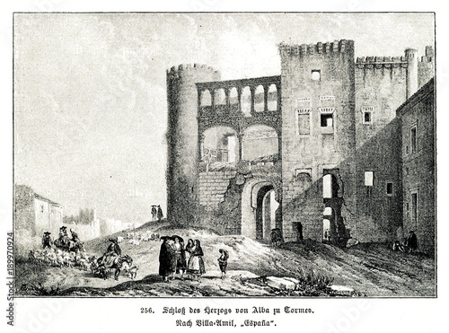 Duques de Alba castle at Alba de Tormes by Jenaro Pérez Villaamil (from Spamers Illustrierte  Weltgeschichte, 1894, 5[1], 564) photo