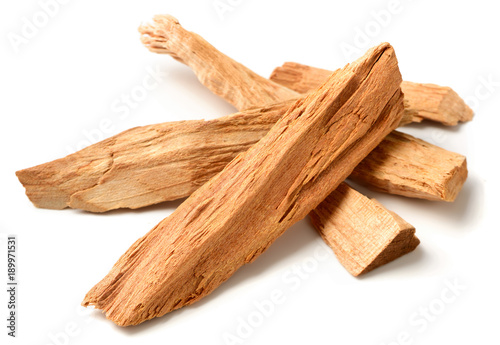 close up of sandalwood isolatd on the white background photo