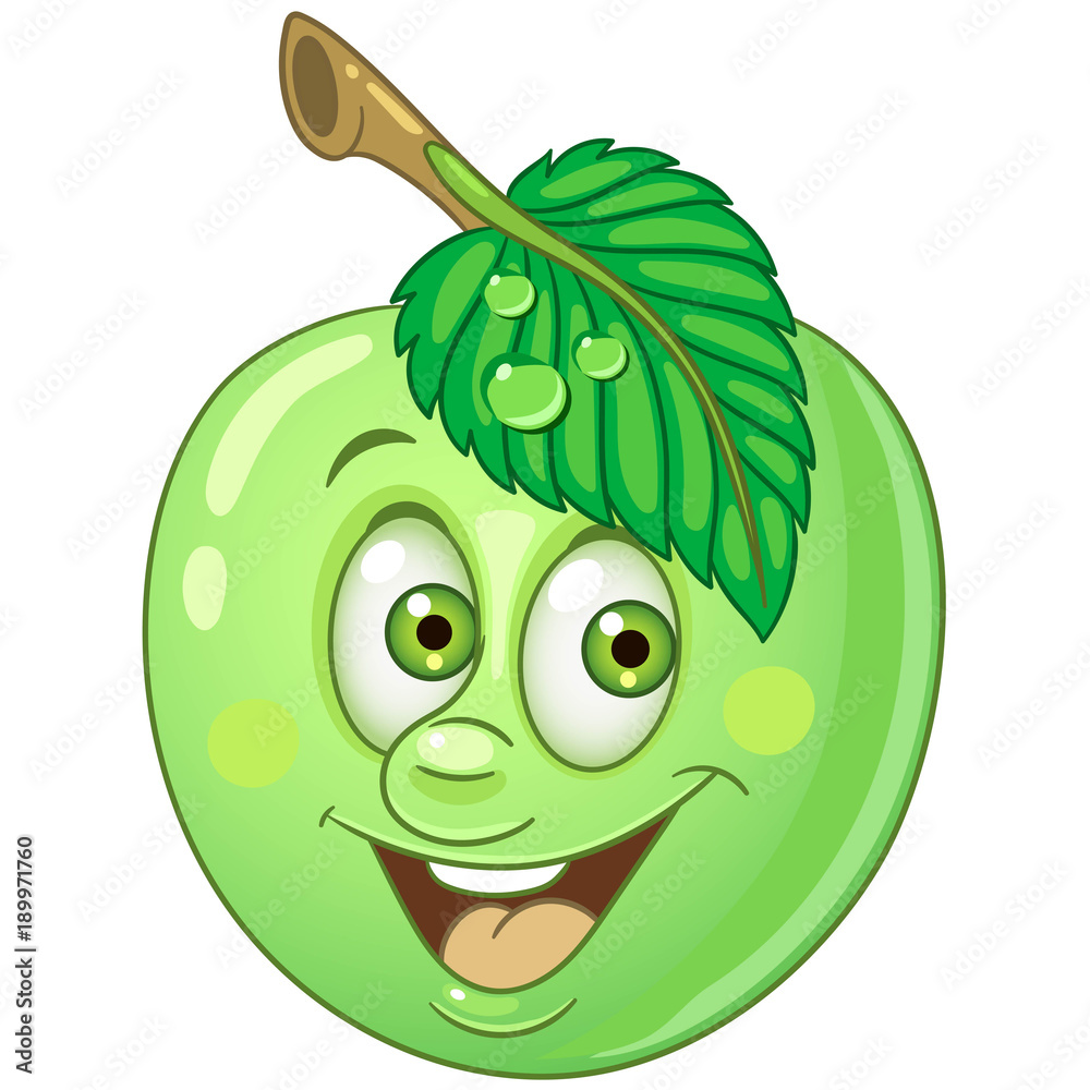 Cartoon Apple. Happy Fruit Emoticon. Smiley. Emoji. Eco Food symbol. Design  element for kids coloring book page, t-shirt print, icon, logo, label,  patch, sticker. Stock Vector | Adobe Stock