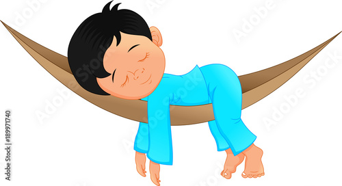 Cute little boy sleeping cartoon