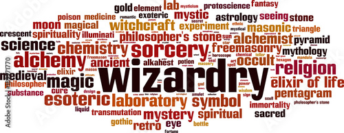 Wizardry word cloud photo