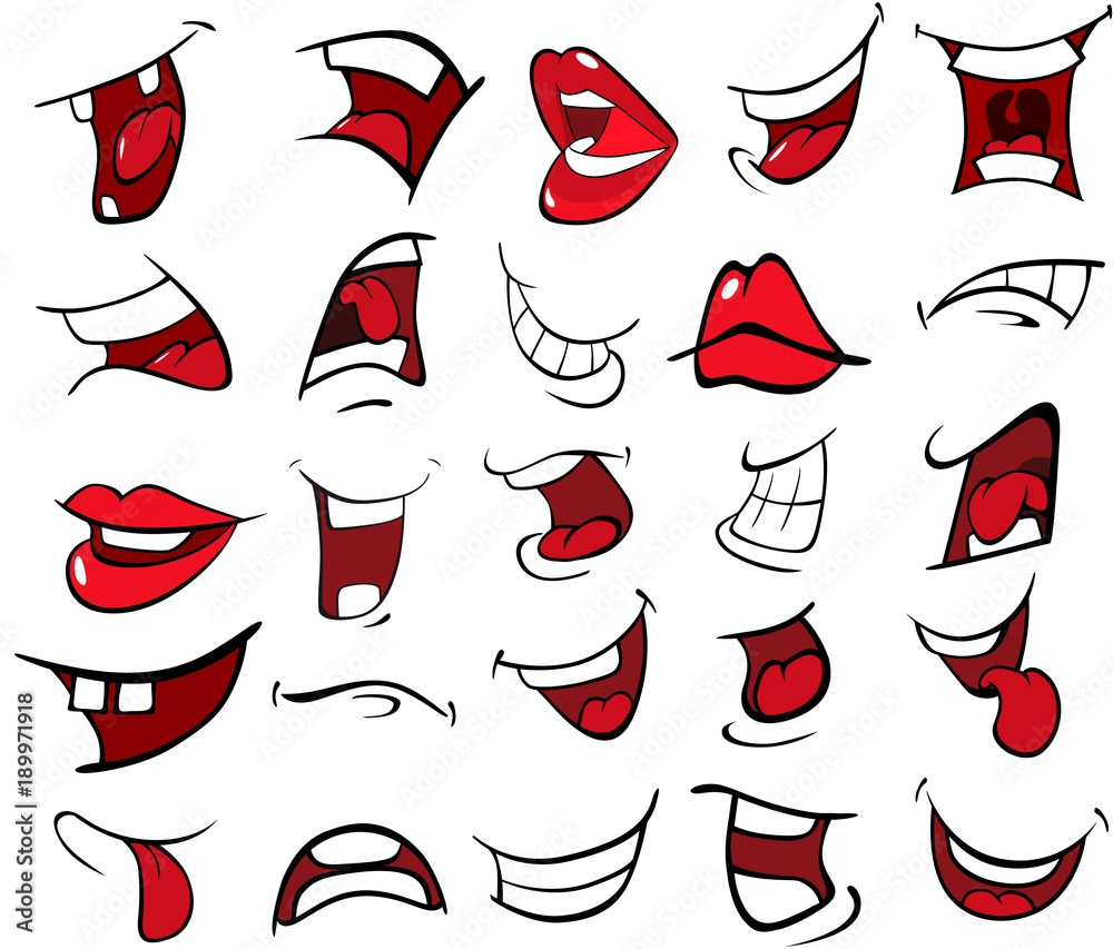 Naklejka premium Illustration of a Set of Mouths
