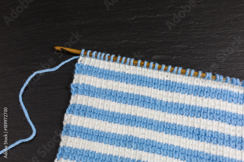 striped background of tunisian crochet fabric in basic stitch