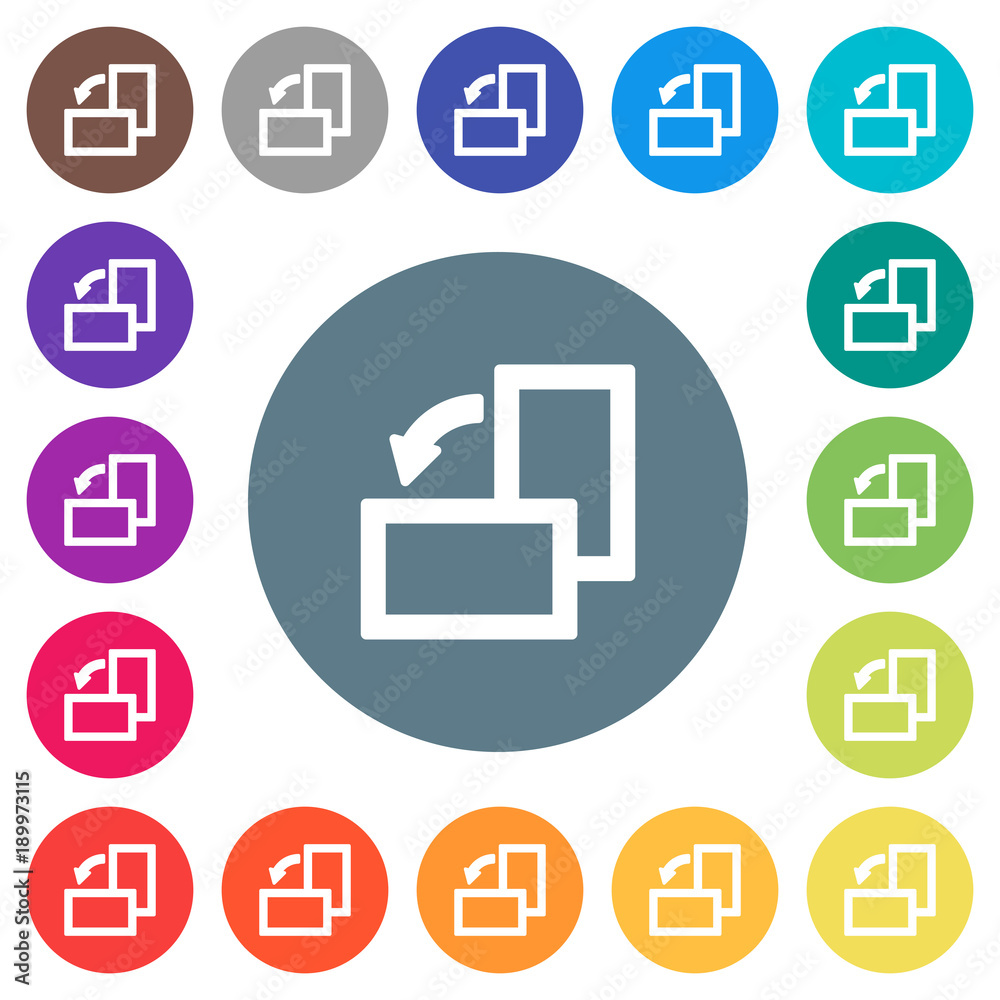 Rotate left flat white icons on round color backgrounds Rotate left flat white icons on round color backgrounds