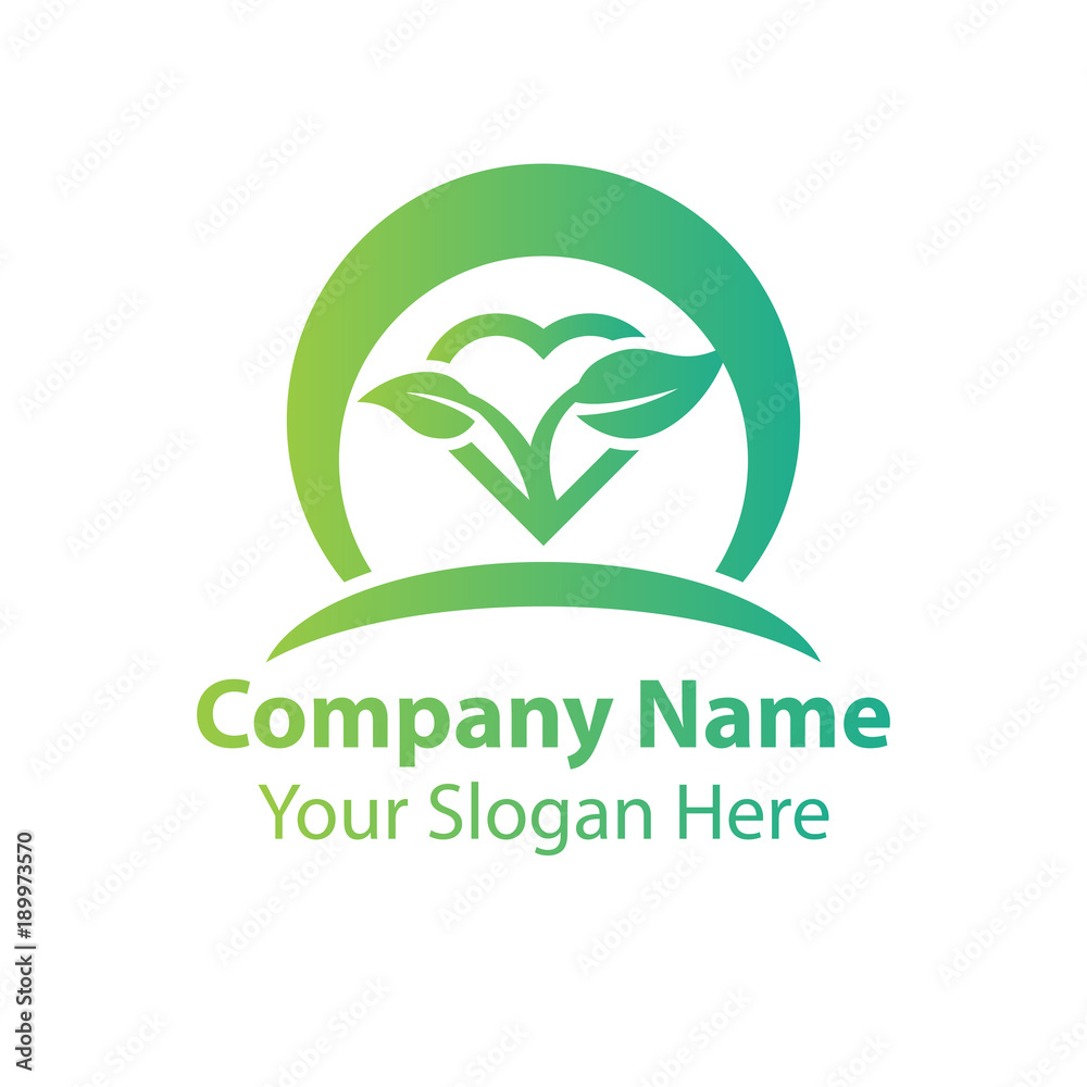 leaf love logo design, green nature love leaf love logo design, green nature love