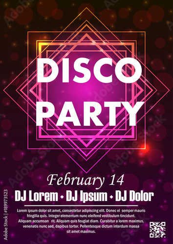 Night dance party music night poster template. 