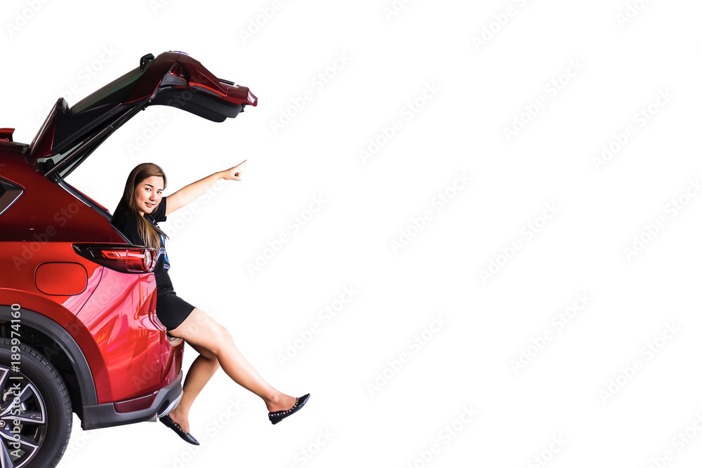 Woman asia sitting in car open door on blurry background. Using wallpaper  or background for transportation image. Stock Photo | Adobe Stock