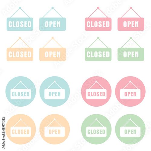 open and closed sign in pastel colors