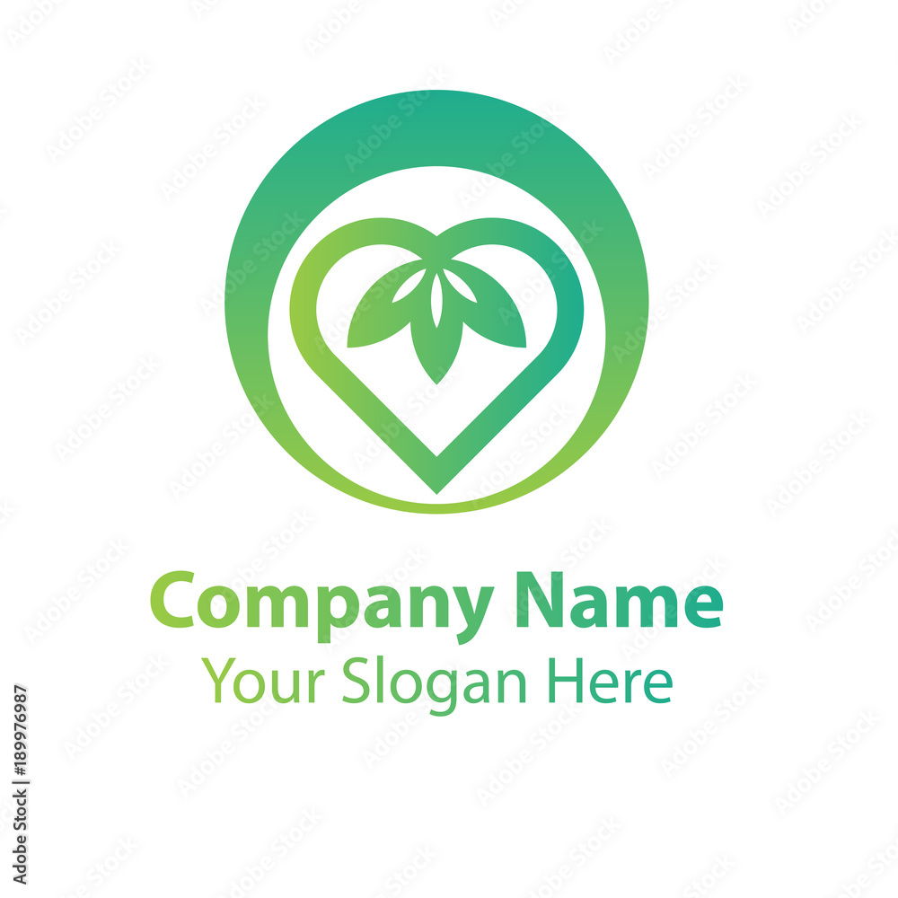 leaf love logo design, green nature love leaf love logo design, green nature love