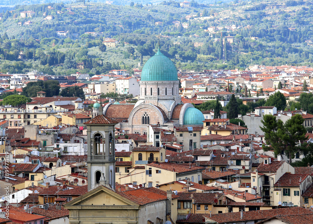 Florence Italy dome of the synagogue and a chruch