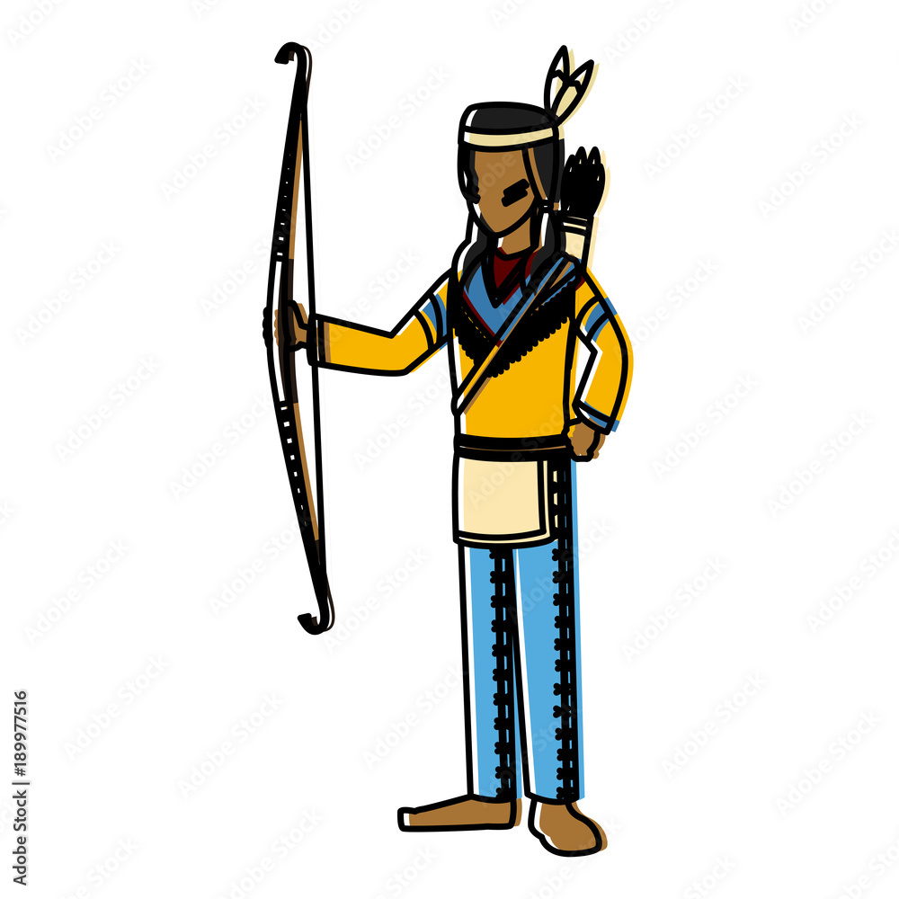 Fototapeta premium American indian with arch icon vector illustration graphic design