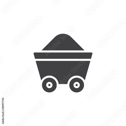 Mine trolley icon vector, filled flat sign, solid pictogram isolated on white. Barrow symbol, logo illustration.