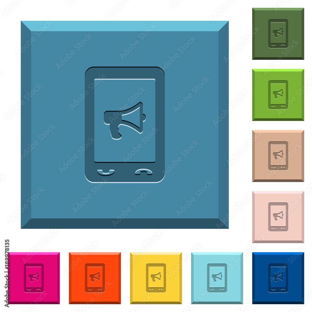 Mobile reading aloud engraved icons on edged square buttons Mobile reading aloud engraved icons on edged square buttons