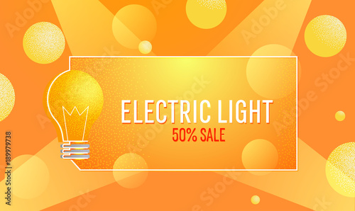 Electric light banner of sale. Ecommerce electricity bulb