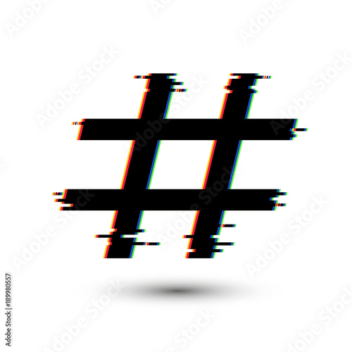 Hashtag with glitch effect - vector illustration-eps10