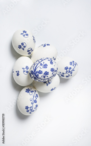 Easter eggs composition on the white background