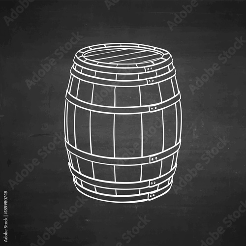 Chalk sketch of wooden barrel.