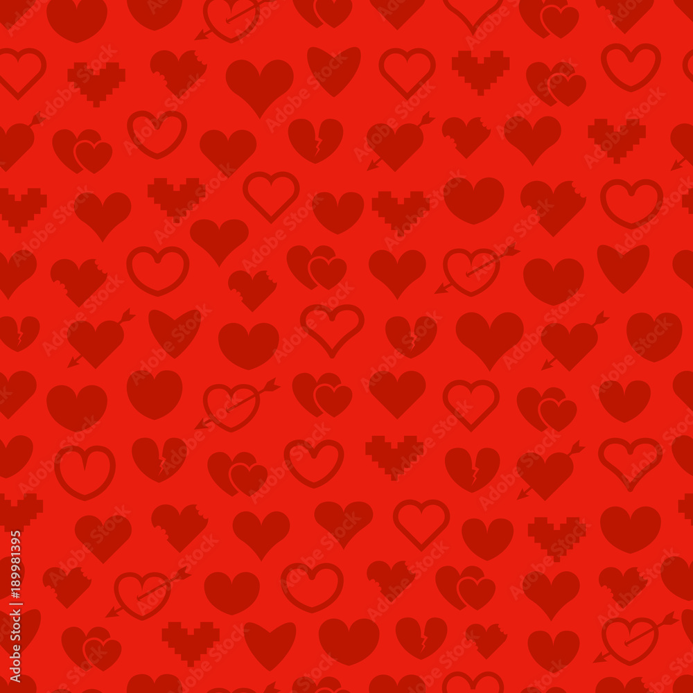 Different abstract hearts seamless background