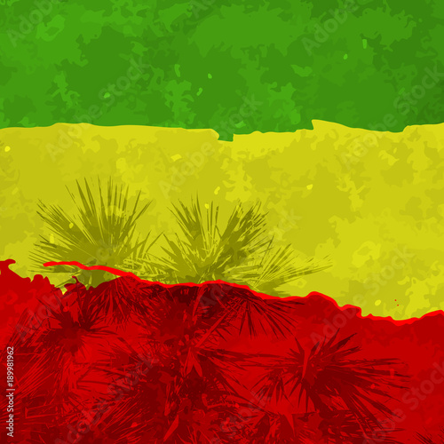 Abstract grunge painted scratched texture background . EPS10 vector illustration reggae colors green, yellow, red