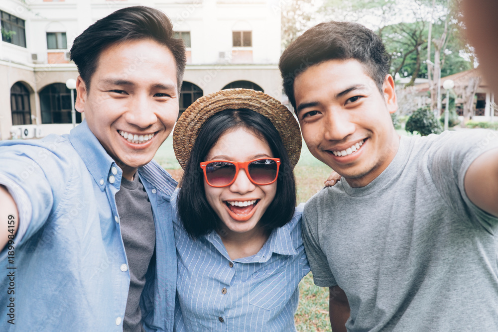 Young teen groups selfie by mobile phone. Young teen groups selfie by mobile phone.