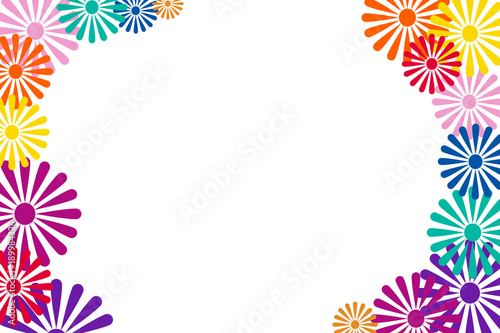 Multi Colored Spring Flowers on White Background