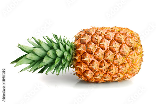 one ripe pineapple isolated on white background