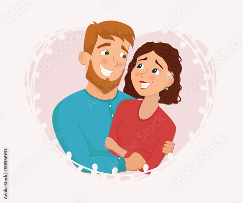 Man and woman in love. St. Valentine s day cartoon vector illustration.