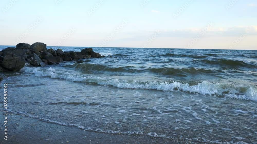 Sea Waves over Sand Beach Holiday Background Sea Waves over Sand Beach Holiday Background