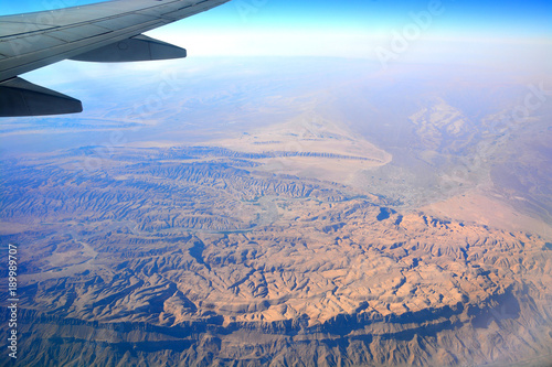 Aerial view of Hajjar Mountains in Oman. photo