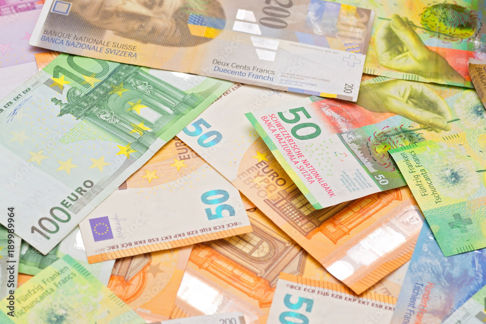 Banknoten Schweizer Franken und Euro