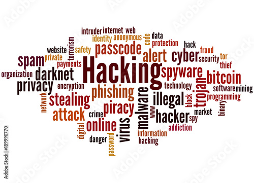 Hacking alert word cloud concept 4 photo