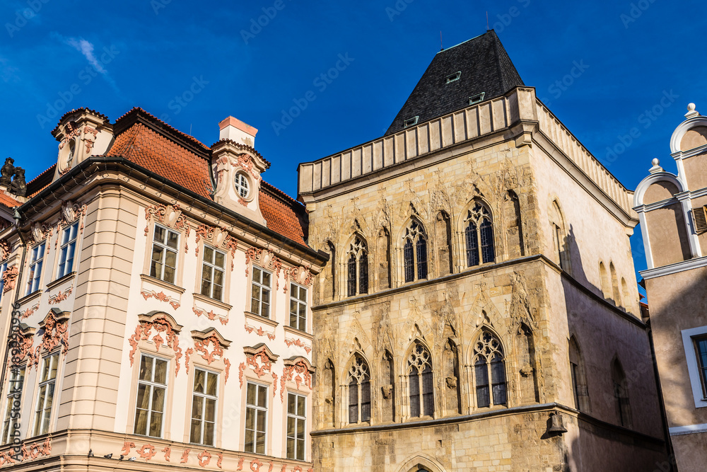 Fototapeta premium Stone Bell House And Kinsky Palace-Prague, Czechia