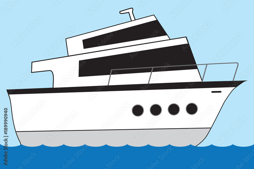 A huge cartoon yacht is sailing on the open seas Stock Vector | Adobe Stock